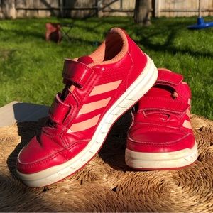 Adidas Kids AltaSport Velcro Close Dark Pink & Light Pink Stripes Kid size 11.5